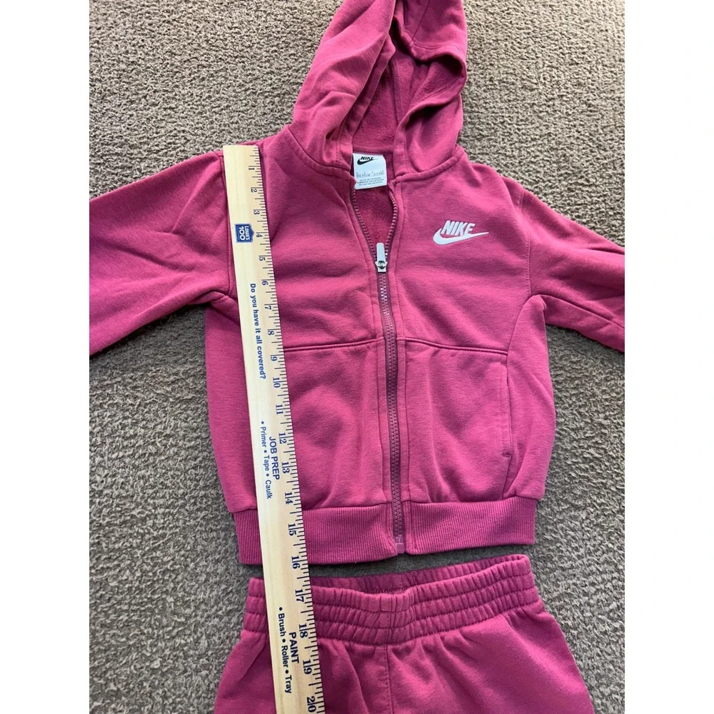 Nike Kids Berry Pink Fleece Tracksuit Full Zip Hoodie and Joggers Set Size 4-5Y